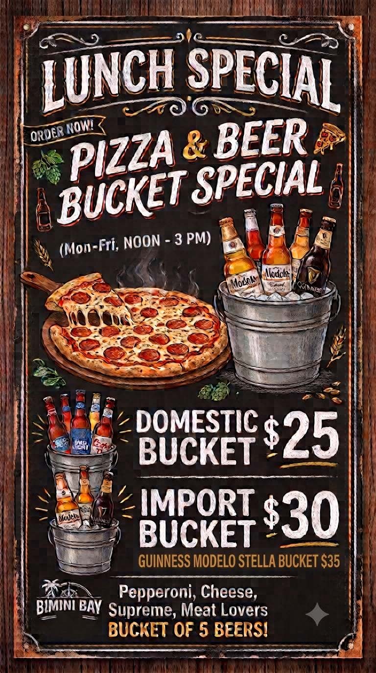 Bimini Bay Bar pizza special
